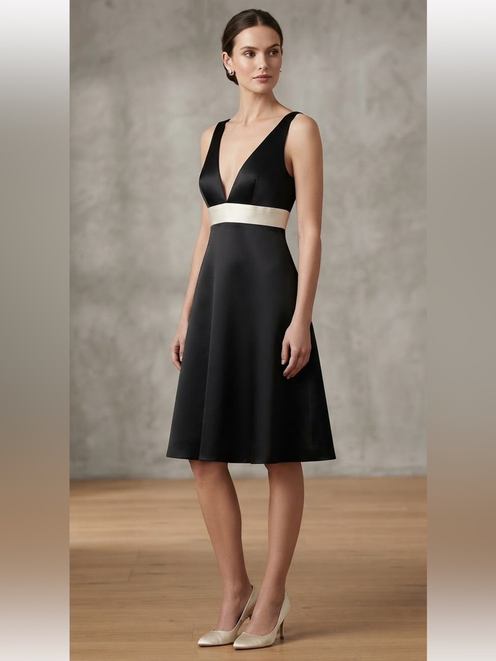 laundry by shelli segal vintage dress size 4- Black & White Satin Cocktail Dress